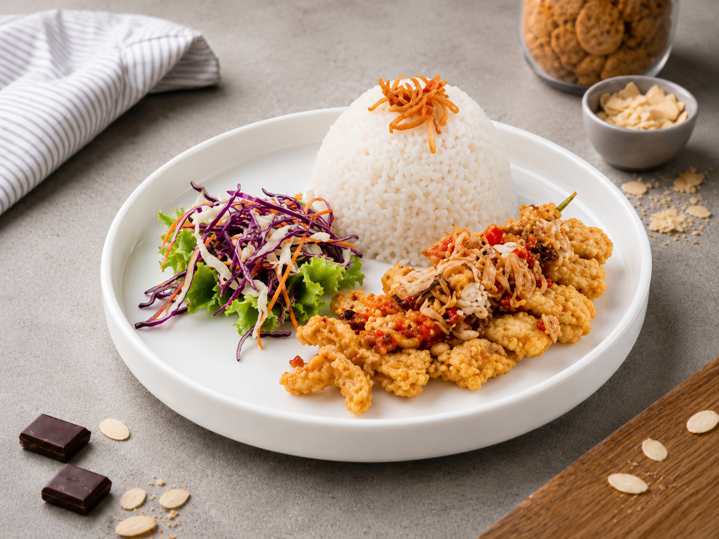 Kecombrang Rice With Crispy Fish